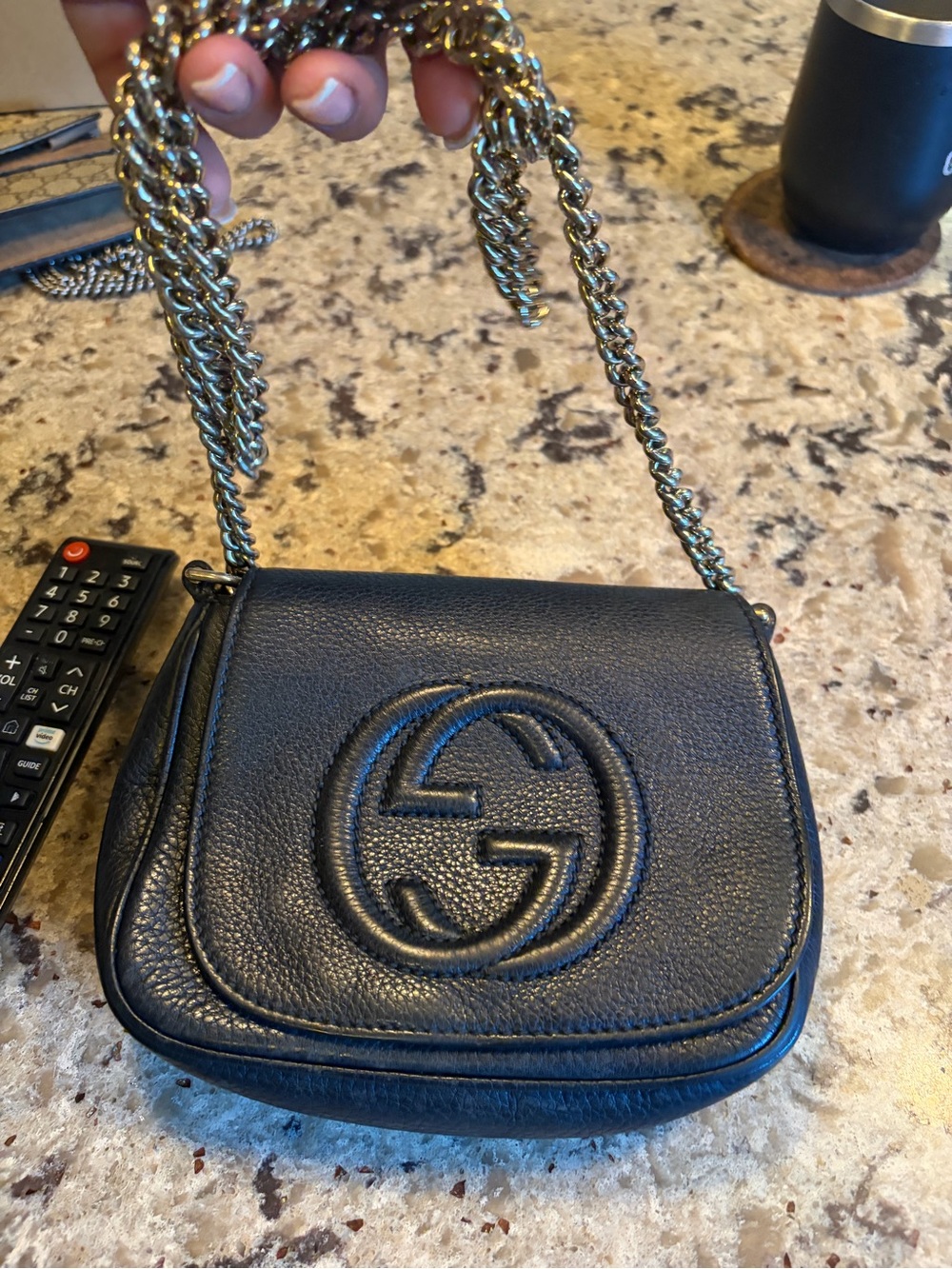 Gucci Black Leather Small Soho Chain Crossbody